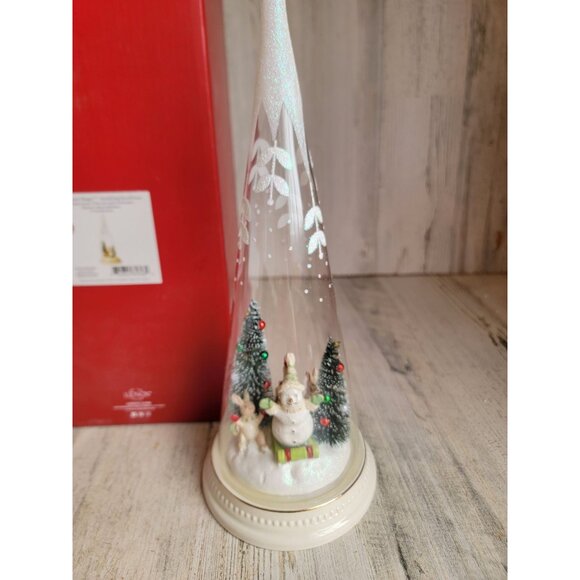 Lenox Merry magic sledding snowman glass cone Xmas figure - Picture 4 of 9